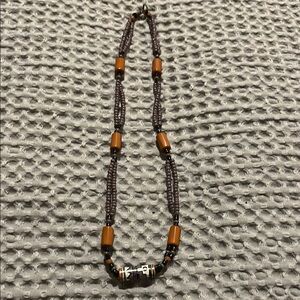 VintageTribal Wooden and Seed Beaded Necklace